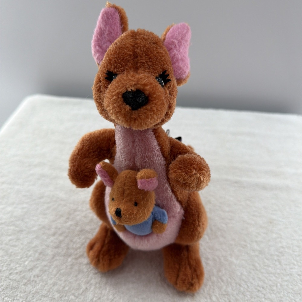 Vtg Gund Disney Winnie The Pooh Kanga & Roo Stuffed Plush Rare Texture Fabric